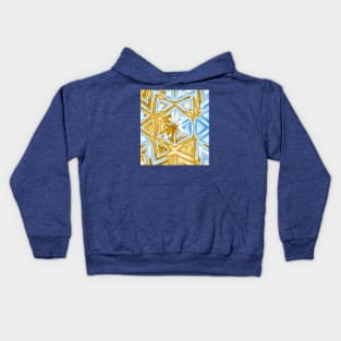 Bold abstract kaleidoscope in blue and beige Kids Hoodie